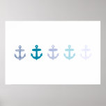 Blaues Ankernautischplakat - Weiß