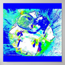 BLAUES ASTRONAUNT ABSTRAKT PLAKAT