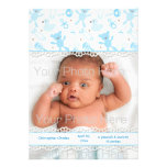 Blaues Baby-Sachen, Spitze, Foto-Mitteilung Einladungskarte
