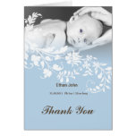 Blaues Babyfoto danken Ihnen Karten