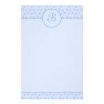 Blaues Blumenmonogramm-Initialen-Briefpapier Büropapier