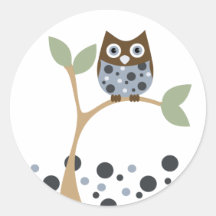 Blaues Eulen-Baby Runder Sticker