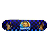 Blaues Feuer Barry-Schädels und Flammen-Skateboard Personalisierte Skatedecks