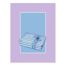 Blaues gestreiftes Geschenkblau Postkarten