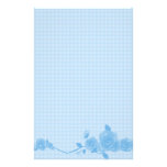 Blaues Gingham-Rosen-Briefpapier Personalisiertes Büropapier