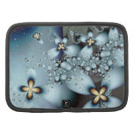 Blaues Goldniedliches abstraktes Blumen Folio Planer