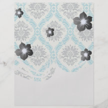 blaues Grau und eleganter Sahnedamast Individuelle Flyer