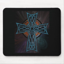 Blaues keltisches Kreuz Mousepads