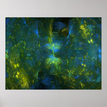 "Blaues Kerzenlicht-" Fraktal-Kunst Posterdruck