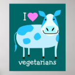 Blaues Kuh-Vegetarier-Plakat