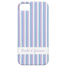 Blaues lila Weiß Stripes weißes Hochzeit iPhone 5 Hülle Fürs iPhone 5