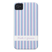 Blaues lila Weiß Stripes weißes Hochzeit iPhone 4 iPhone 4 Etuis
