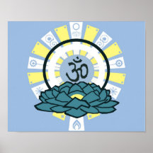Blaues Lotus-Ohm Plakat