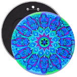 Blaues Mandala-Mode-KnopfPin lrge Anstecknadelbuttons