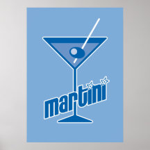 blaues Martini-Plakat