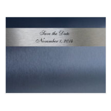 Blaues metallisches Save the Date Postkarte