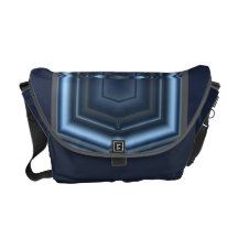 Blaues Mitte- des Jahrhundertsmodernes Fraktal-geo Kuriertaschen