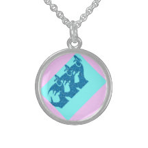 Blaues Mutter-und Baby-Bild im Sterlingsilber Amuletten