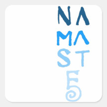 Blaues Namaste Wort Quadrataufkleber