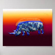 Blaues Nashorn Posterdruck