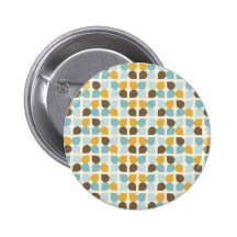 Blaues orange TAN-Herbstfarben-Blatt-Muster Button