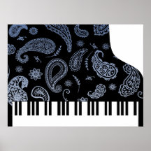 Blaues Paisley-Klavier Posterdruck