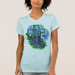Blaues Palmen-Kreuz Tshirt