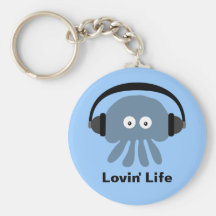 Blaues Quallen u. Kopfhörer Lovin Leben keychain Schlüsselband