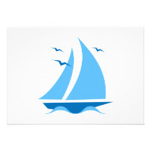 Blaues Segelboot Ankündigungskarten