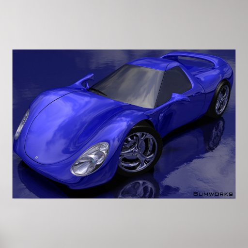 Blaues Sport-Auto Poster