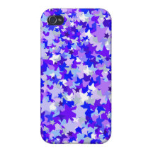 Blaues u. lila SterneConfettimuster iPhone 4 Cover