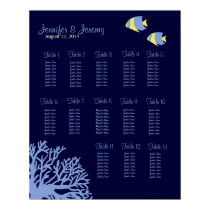 Blaues und gelbes tropisches Fisch-Sitzplatz-Diagr poster