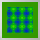 Blaues und grünes Retro abstraktes Posterdruck