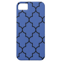 Blaues und schwarzes Mitternachtsquatrefoil Hülle Fürs iPhone 5