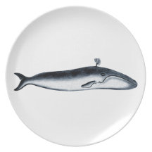 Blauwal-Illustration (Herausspritzen) Flacher Teller