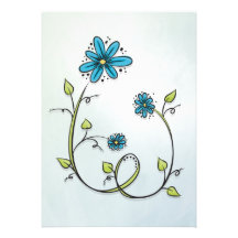 Blauwe bloemen illustratie persoonlijke aankondigingen