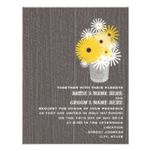 Blechdose der Wildblumenwoodgrain-Hochzeit laden e Personalisierte Einladungskarte