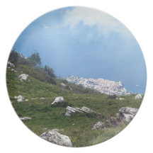 Blick auf Malcesine, Gardasee Flache Teller