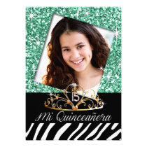 Bling Tiara Zebra Quinceañera 15th Birthday | mint einladungen