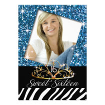 Bling Tiara Zebra Sweet 16 Birthday Celebration einladungen
