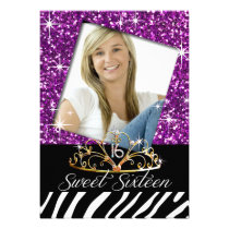 Bling Tiara Zebra Sweet 16 Birthday Celebration einladungen