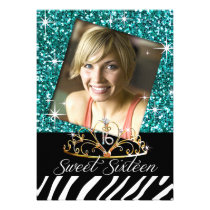 Bling Tiara Zebra Sweet 16 Birthday Celebration einladungen