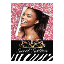 Bling Tiara Zebra Sweet 16 Birthday Celebration einladungen