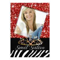 Bling Tiara Zebra Sweet 16 Birthday Celebration einladungen