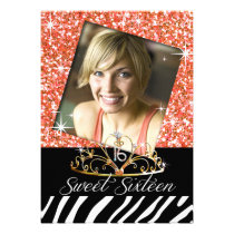 Bling Tiara Zebra Sweet 16 Birthday Celebration einladungen