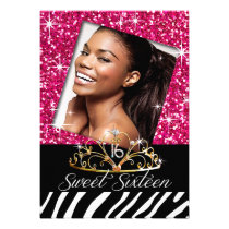 Bling Tiara Zebra Sweet 16 Birthday Celebration einladungen