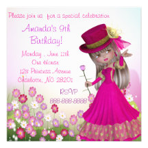 Blonde Prinzessin Birthday Girls Invitation Einladung