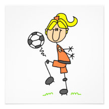 Blonde Strichmännchen-Fußball-Spieler-Mädchen-Gesc Einladungskarten