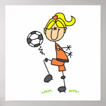 Blonde Strichmännchen-Fußball-Spieler-Mädchen-Gesc Posterdrucke