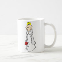 Blonder Strichmännchen-Braut-Becher Tassen